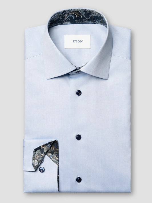 Eton Signature Twill Shirt Paisley Flip Blue