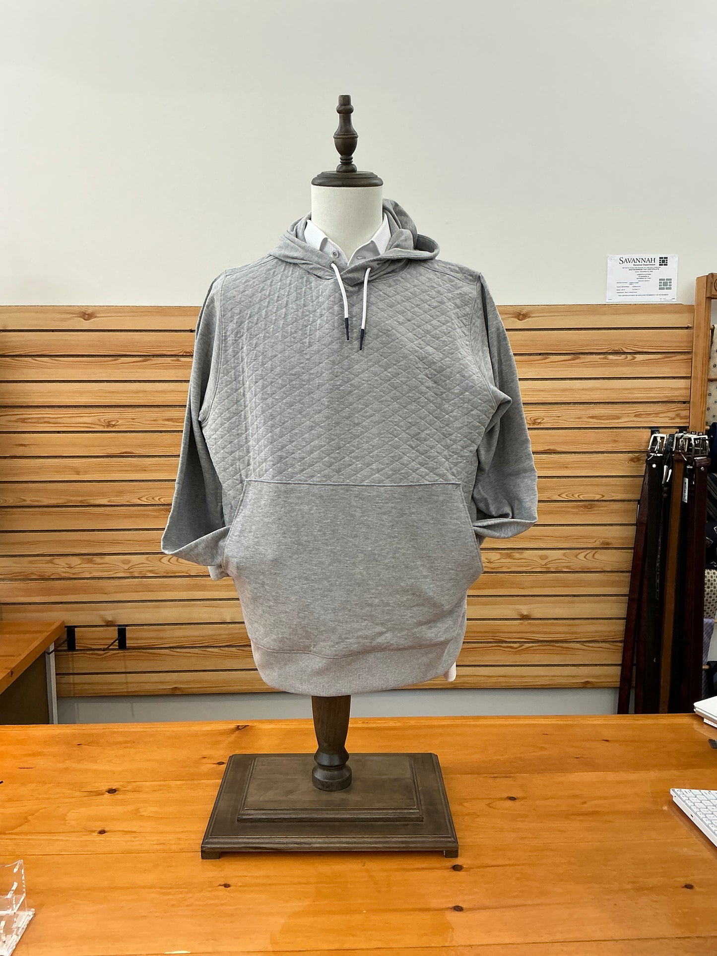 B Draddy Quilted Hoodie Gray