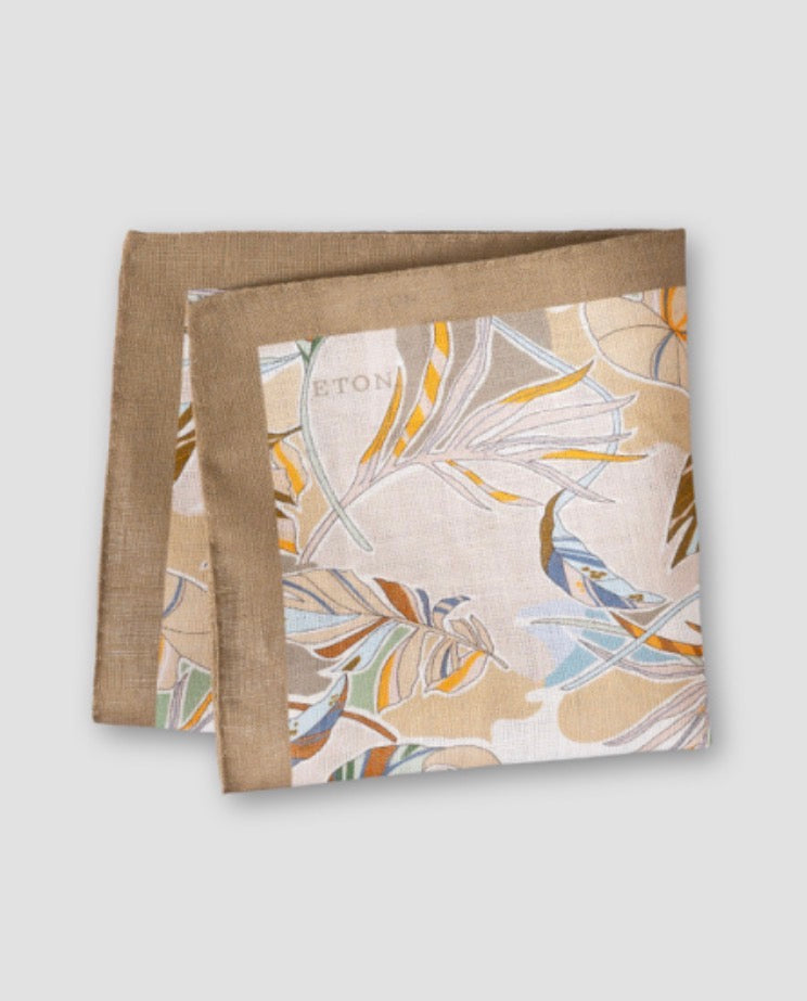 Eton Tropical Brown Linen Italian Pocket Square