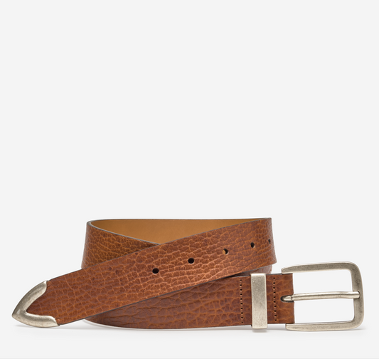 Johnston and Murphy Rustic Bison Leather Belt – Made in USA