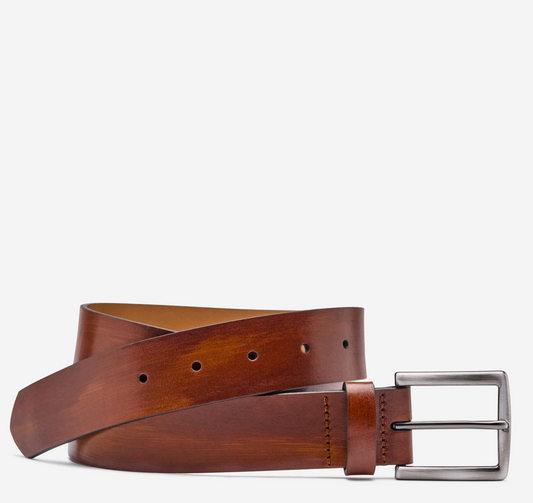Johnston and Murphy Hand-Finished Leather Belt Tan – Made in USA