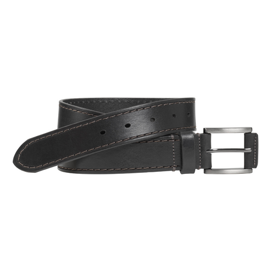 Johnston and Murphy Laser-Stitched Leather Belt Black