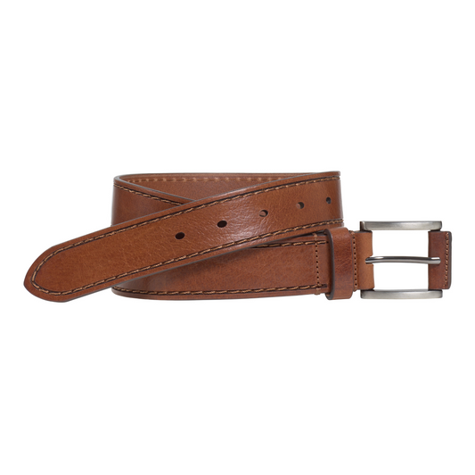 Johnston and Murphy Laser-Stitched Leather Belt Cognac
