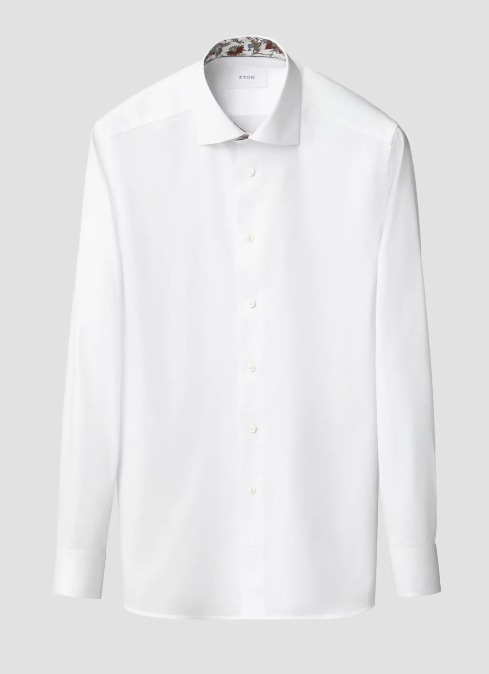 Eton Floral Effect Signature Twill Shirt White