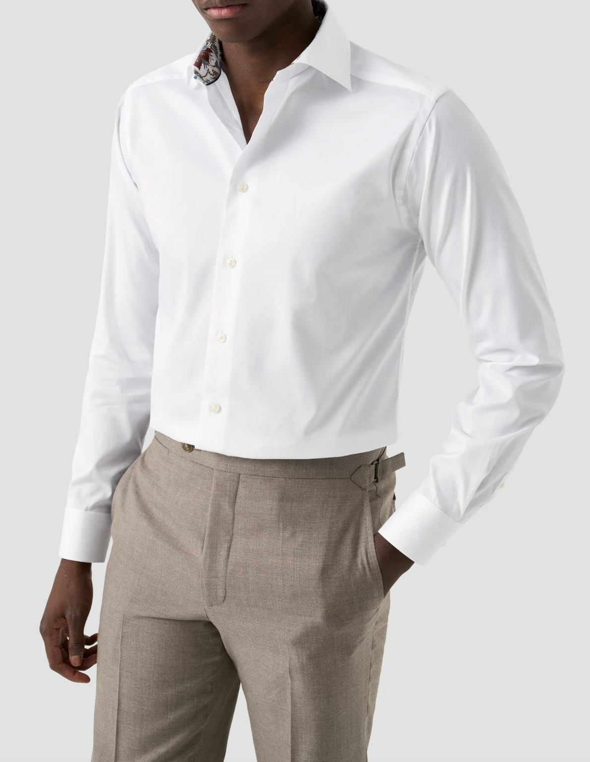 Eton Floral Effect Signature Twill Shirt White