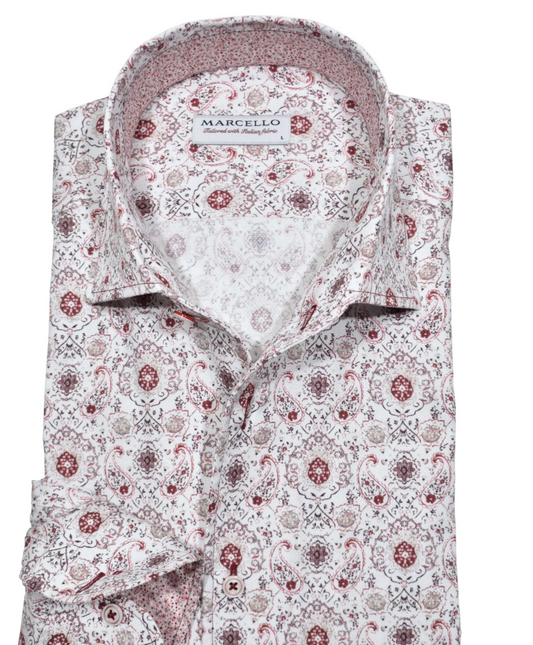 Milano Paisley Roll Collar Red