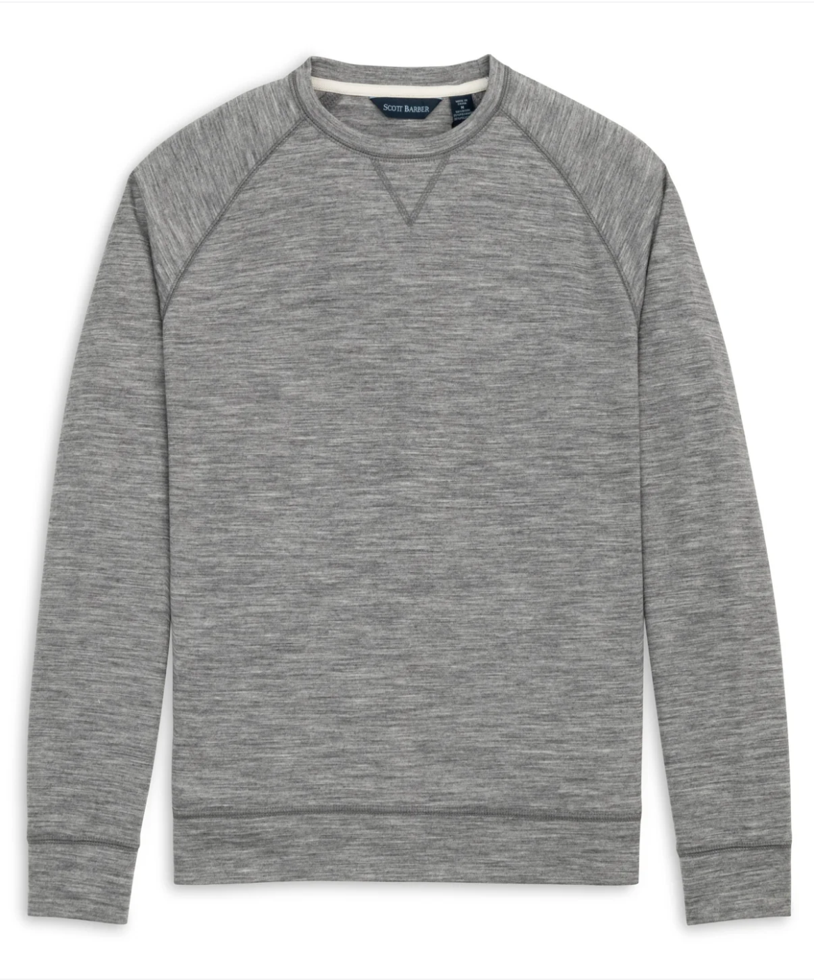 Scott Barber Stretch Wool Blend Crew Grey