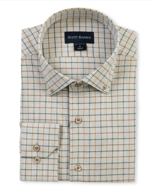 Scott Barber Windowpane Melange Twill Grey Heather