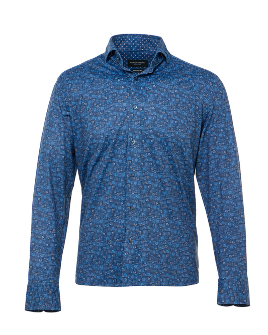 Luchiano Visconti Brick Geo Shirt Blue