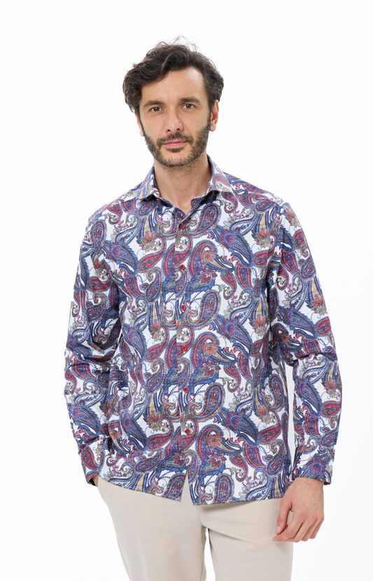 Luchiano Visconti White Paisley Shirt