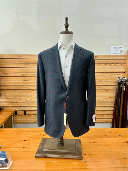 Luca Di Marco Dark Teal Plaid Sport Coat