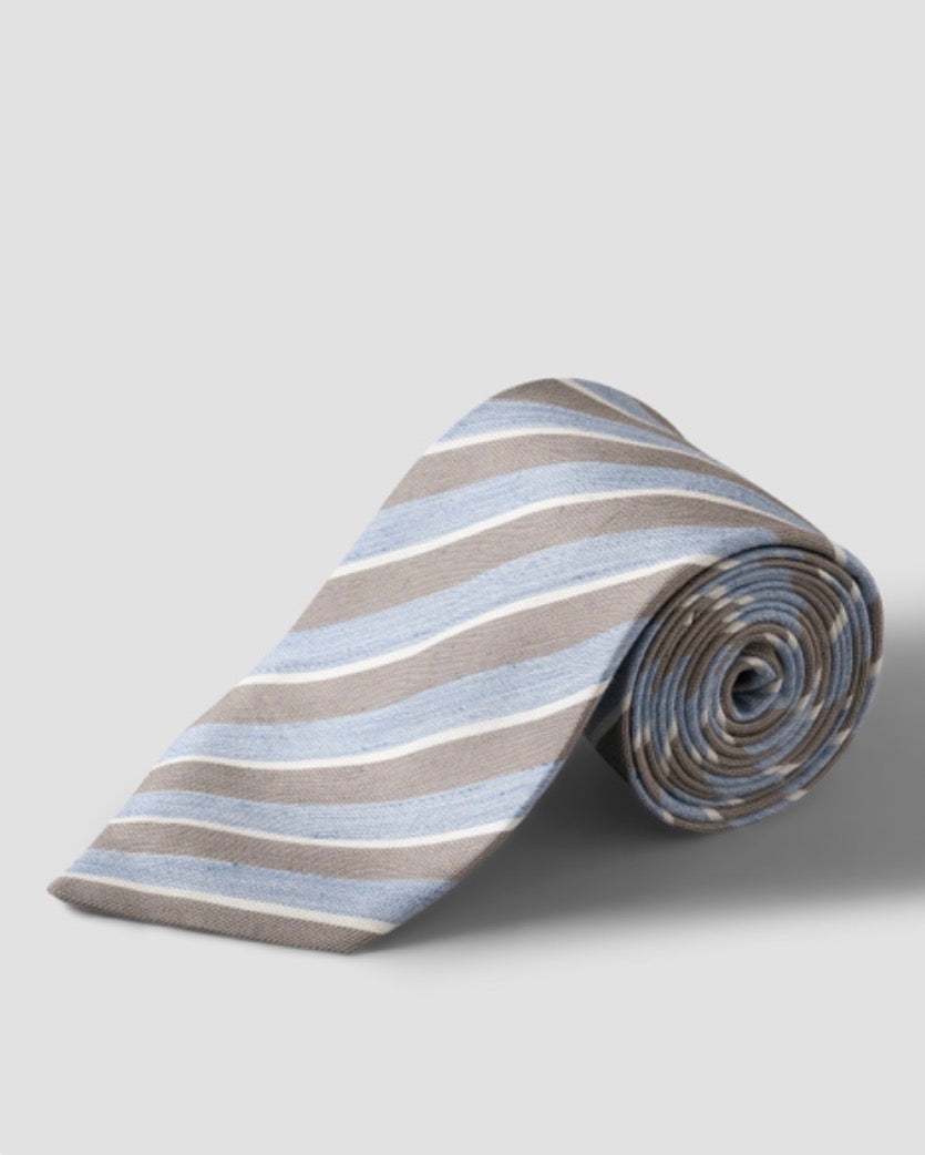 Eton Italian Blue Stripe Linen Tie