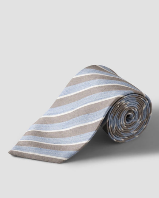 Eton Italian Blue Stripe Linen Tie