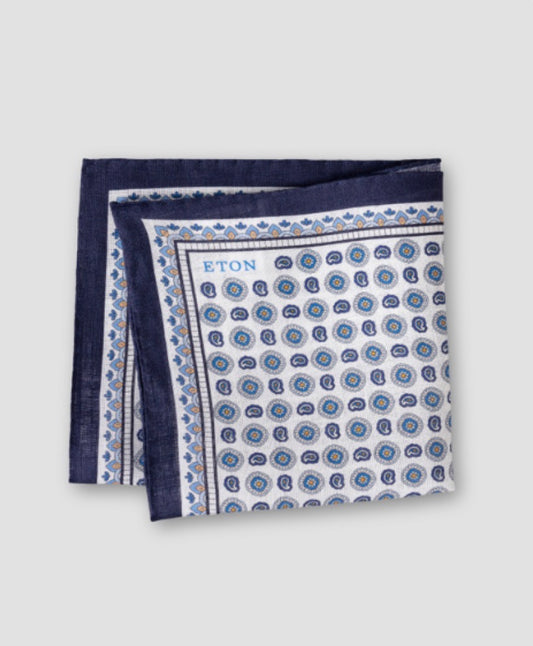 Eton Small Paisley Navy Italian Pocket Square