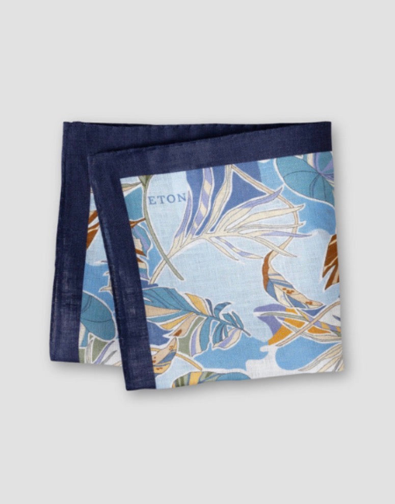 Eton Tropical Blue Linen Italian Pocket Square