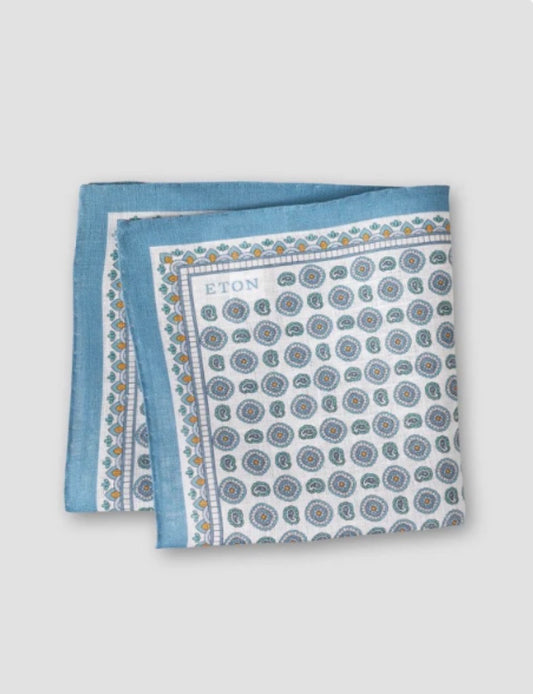 Eton Small Paisley Light Blue Italian Pocket Square