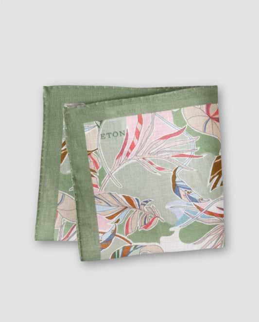 Eton Tropical Green Linen Italian Pocket Square
