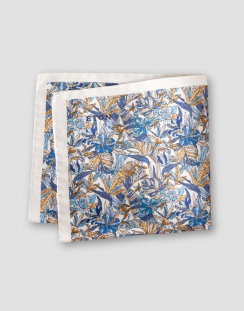 Eton Tropical Floral Silk Italian Pocket Square