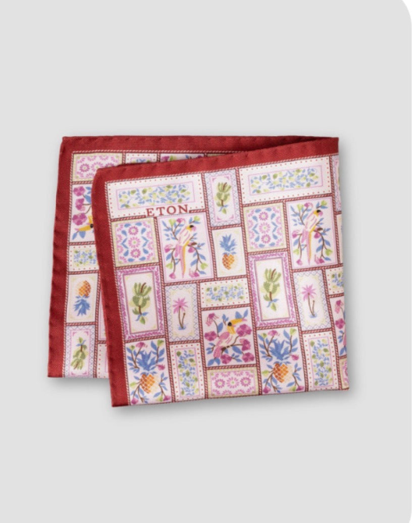 Eton Patchwork Panama Silk Italian Pocket Square