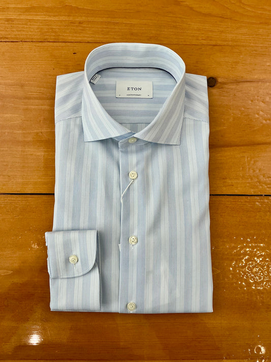 Eton Blue/Blue Striped Dress Shirt