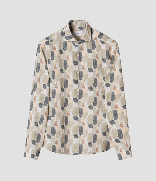 Eton Geometric Print Linen Shirt
