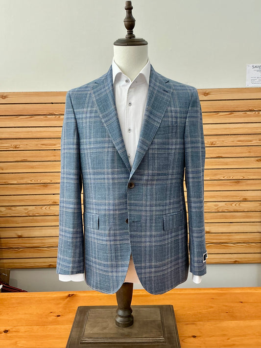 Maison 1250 by Jack Victor Midland Blue/Tan Plaid Sport Coat