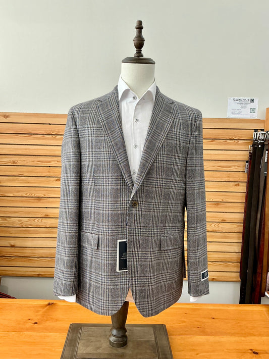 Maison 1250 by Jack Victor Midland Brown/Blue Plaid Sport Coat