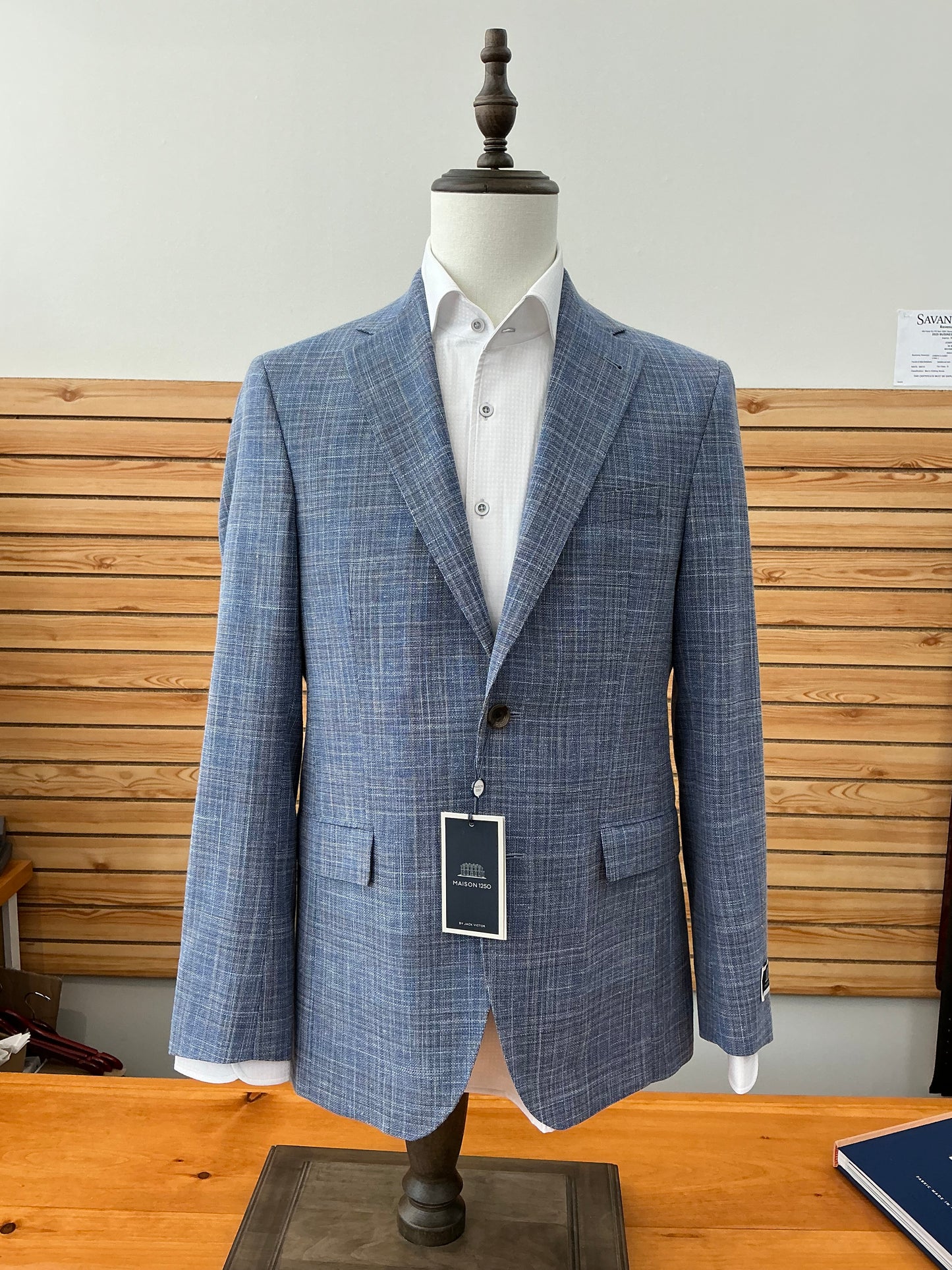 Maison 1250 by Jack Victor Midland Blue Textured Sport Coat
