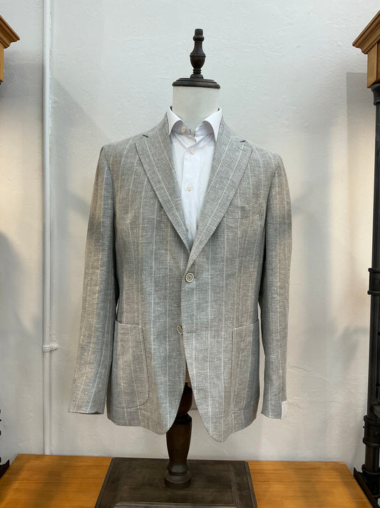 Eleventy Soft Jacket Made in Italy Green Stripe