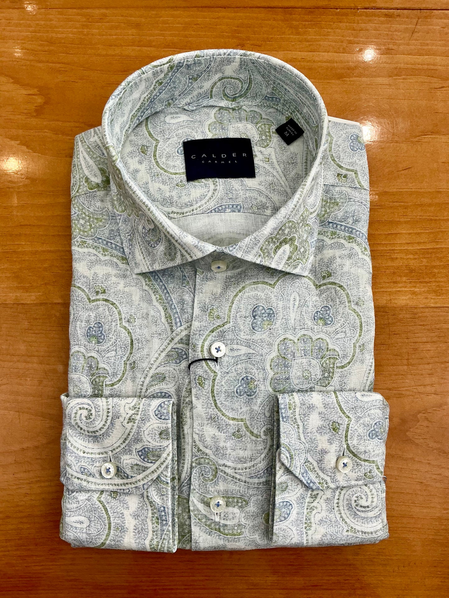 Calder Carmel Blue Green Paisley Sport Shirt