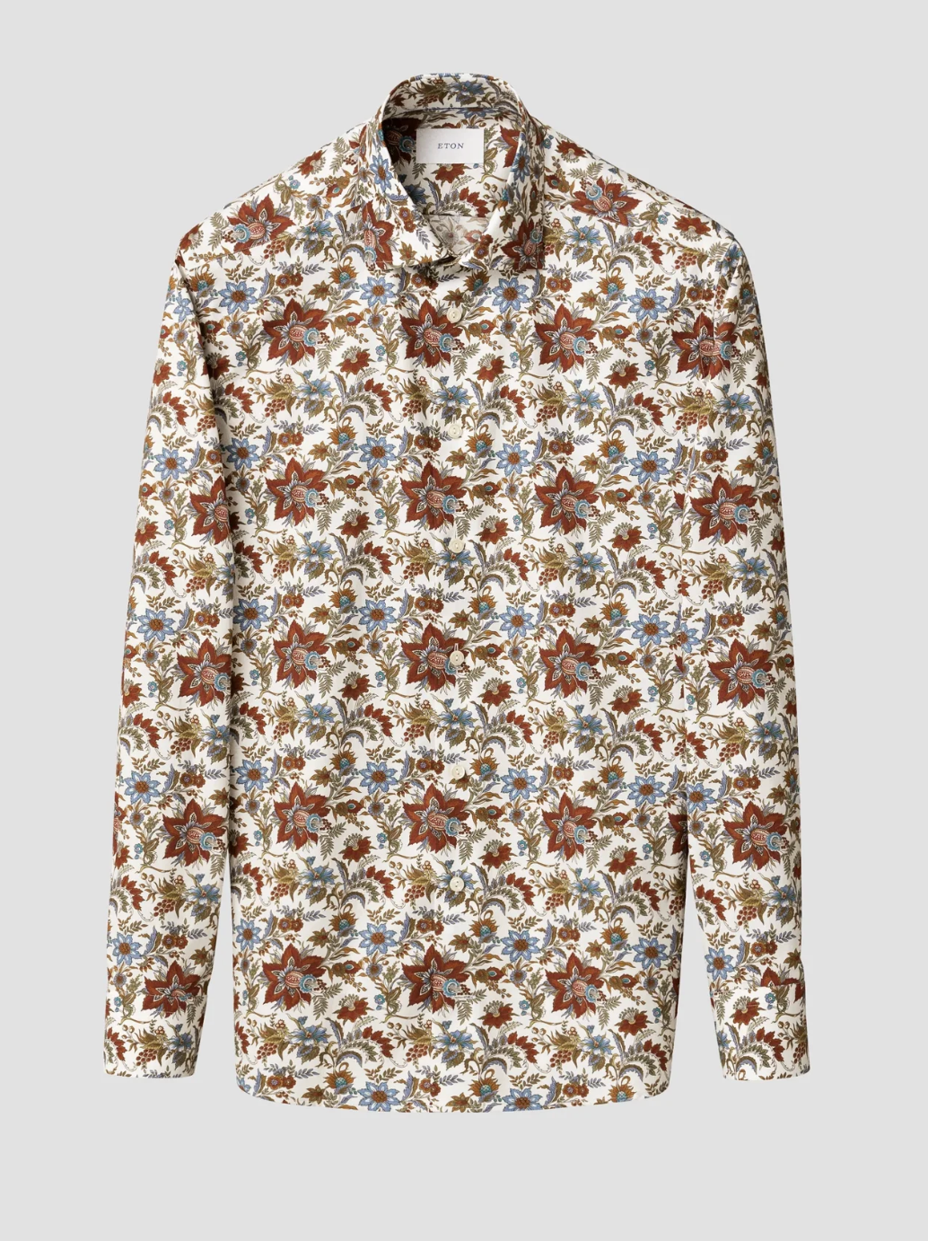 Eton Paisley Floral Print Signature Twill Shirt Red