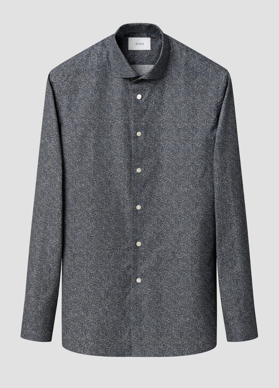 Eton Tonal Ornamental Print Signature Twill Shirt Blue