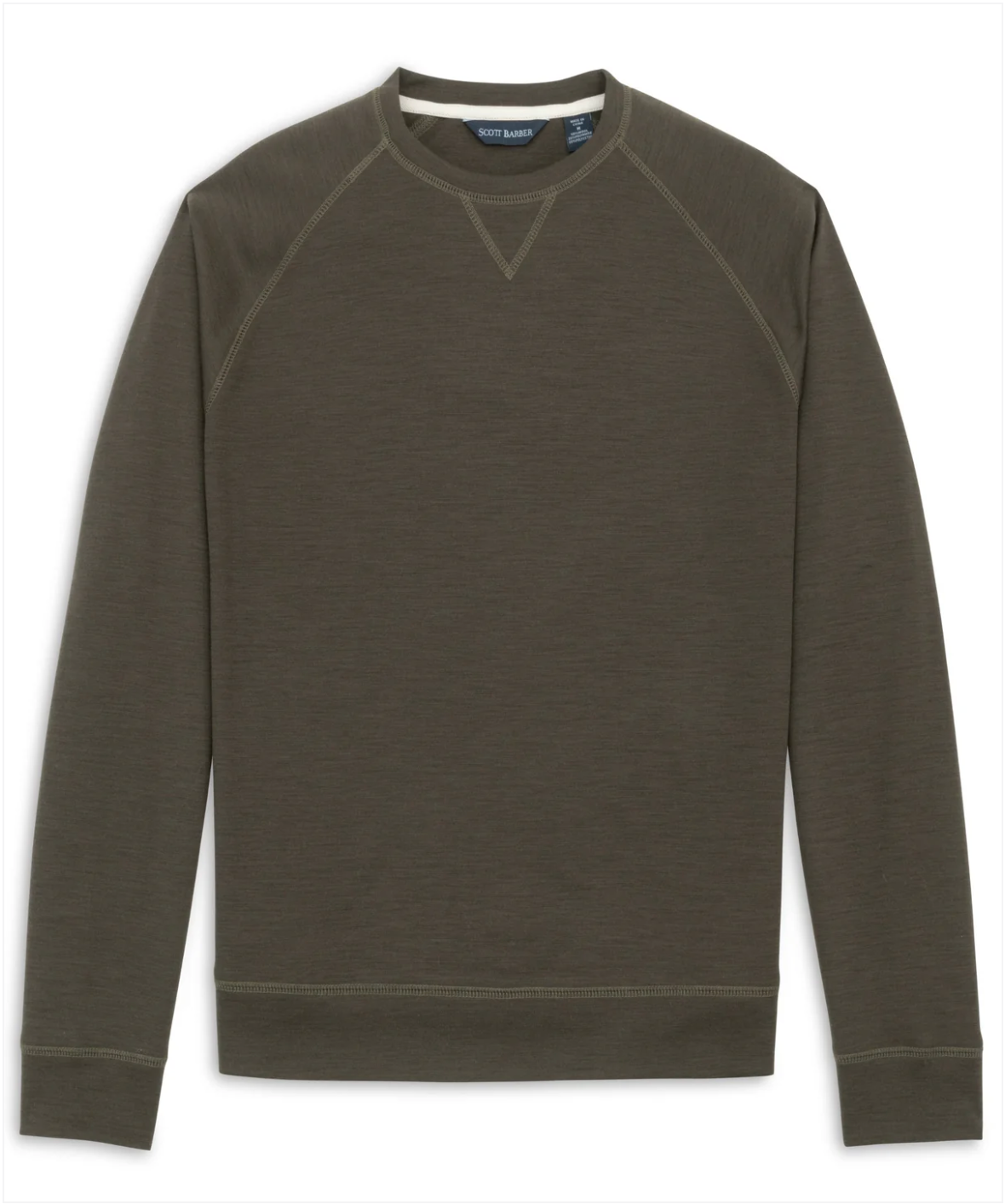 Scott Barber Stretch Wool Blend Crew Cocoa