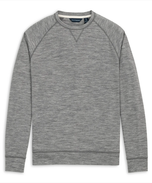 Scott Barber Stretch Wool Blend Crew Grey
