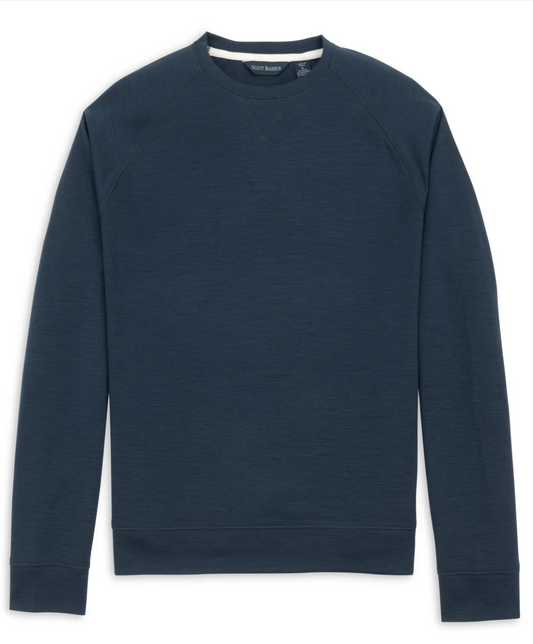 Scott Barber Stretch Wool Blend Crew Navy