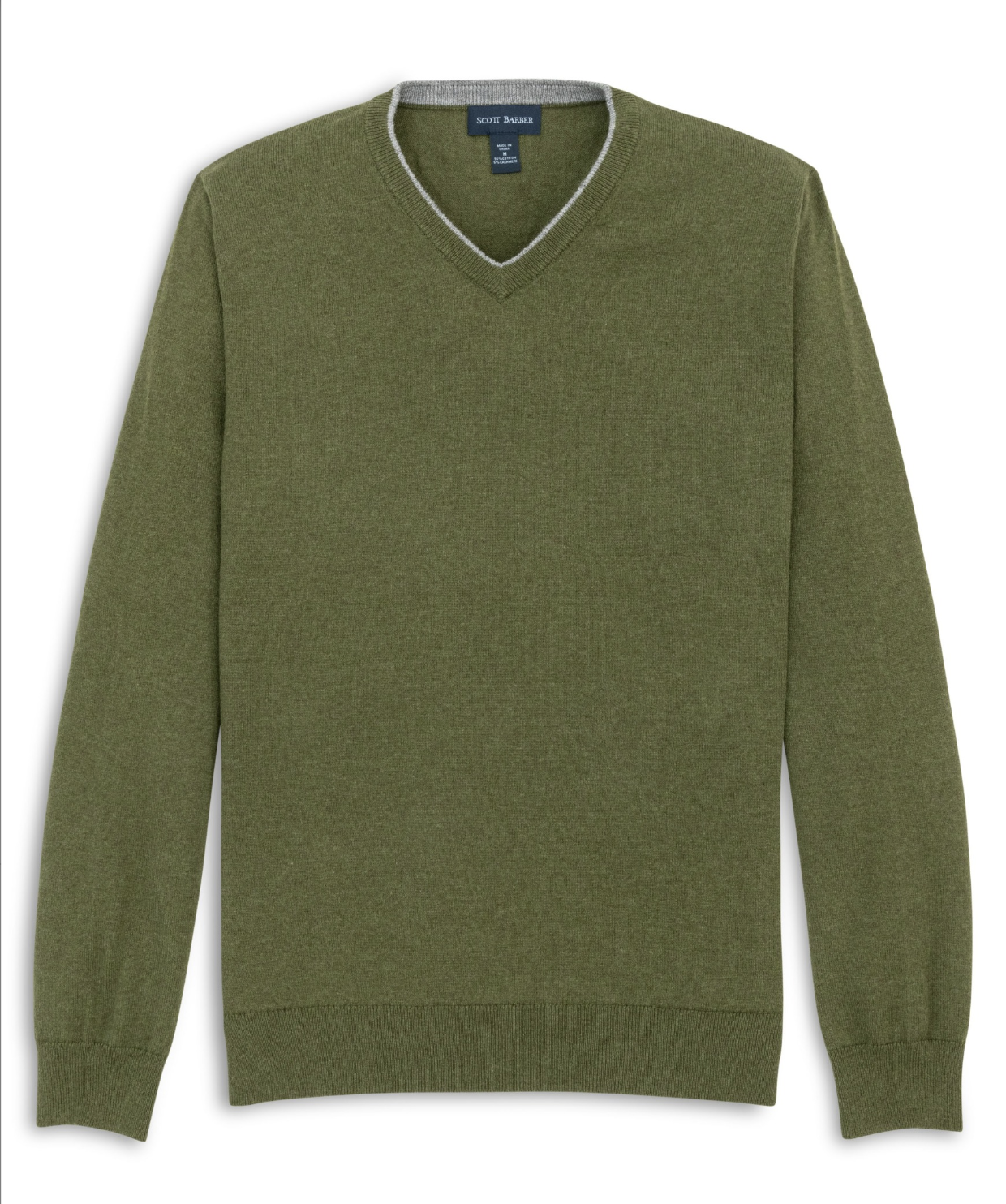 Scott Barber Cotton Cashmere V-Neck Sweater Green