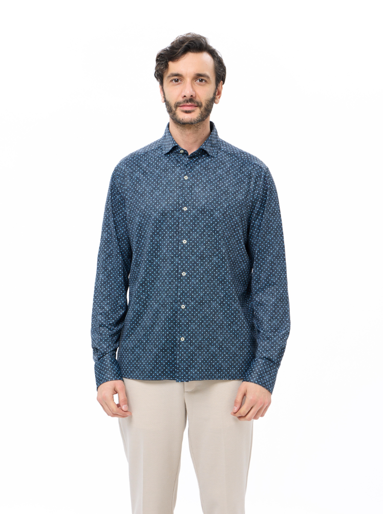 Luchiano Visconti Blue and Black Dots Shirt