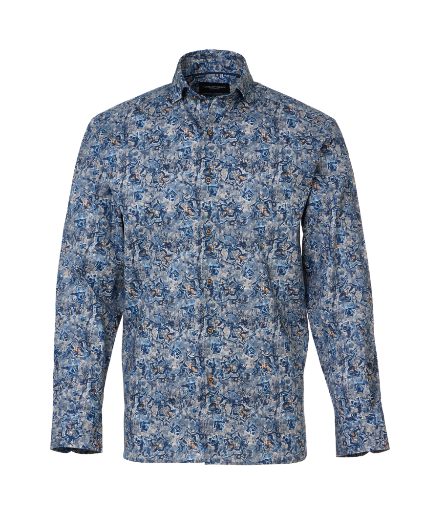 Luchiano Visconti Blue Floral Shirt