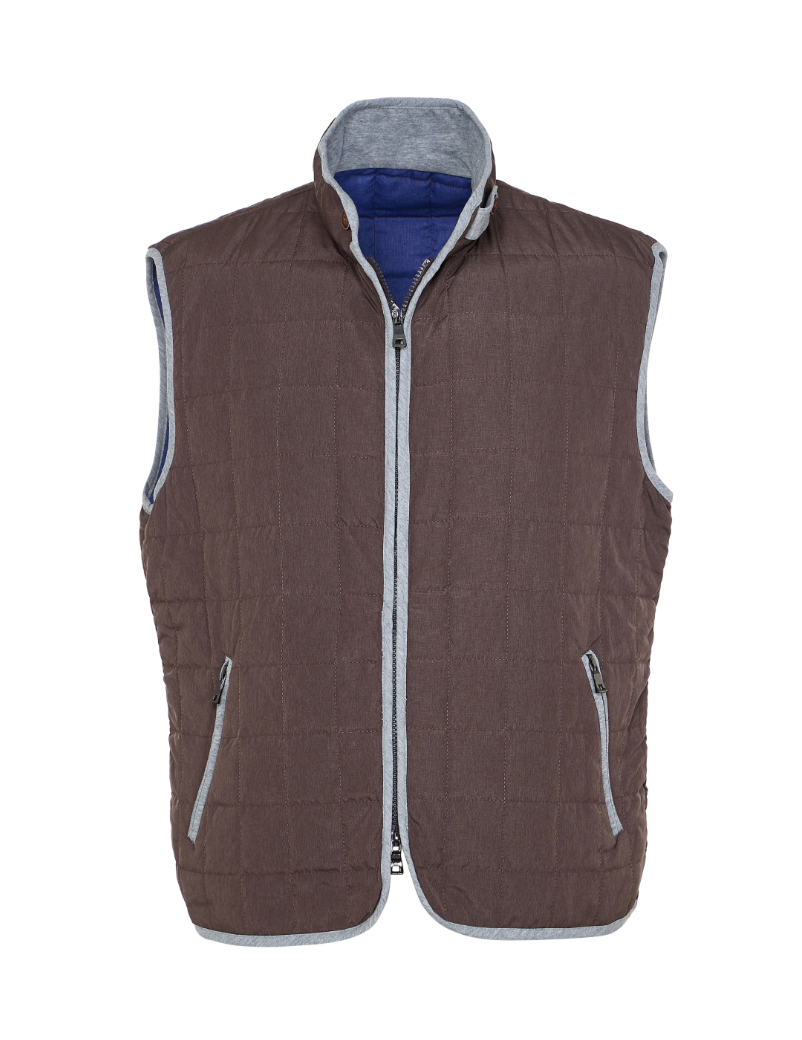 Luchiano Visconti Performance Stretch Quilted Vest Brown