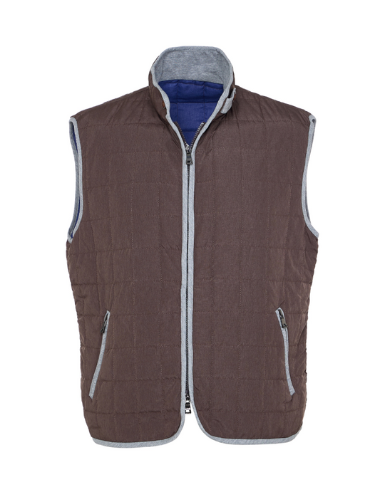 Luchiano Visconti Performance Stretch Quilted Vest Brown
